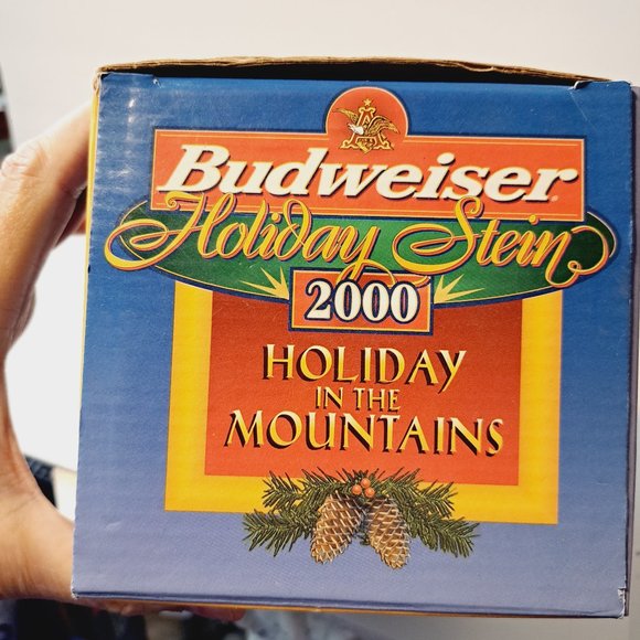 BUDWEISER 2000 Holiday STEIN Beer MUG "Holiday in the Mountains" New in Box COA - Picture 13 of 14
